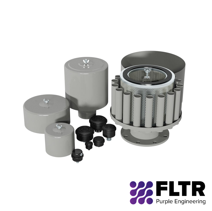 FS PS Series Filter Silencers for Blowers & Compressors - FLTR - Purple Engineering