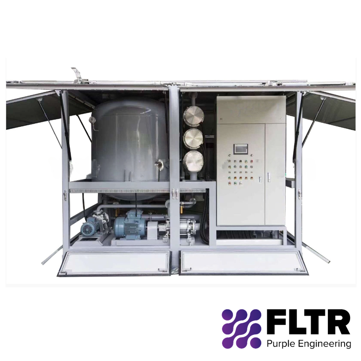 Automatic double-stage vacuum transformer oil filtration equipment with PLC - FLTR - Purple Engineering